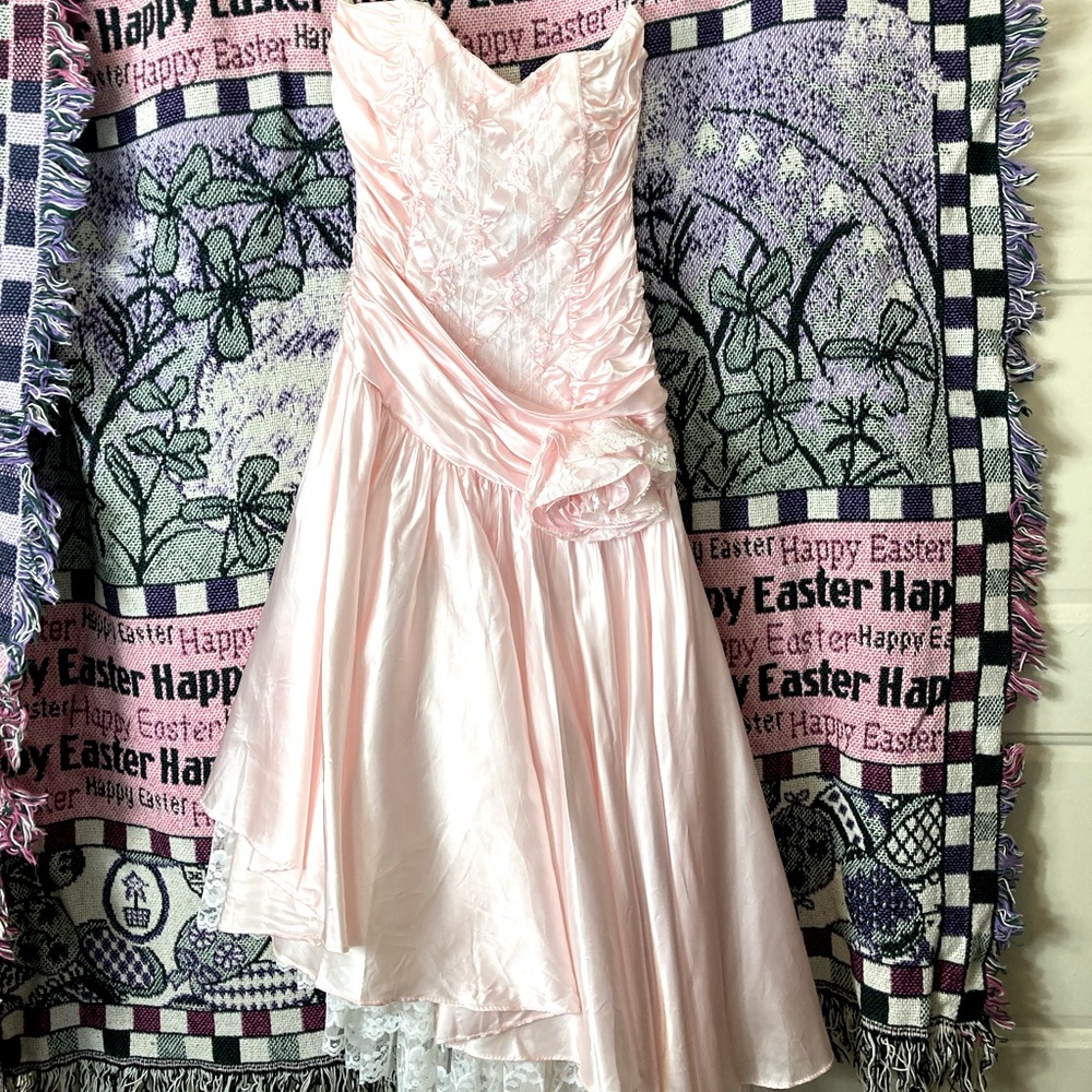 Pretty in Pink 80s asymmetrical prom dress by ZumZum